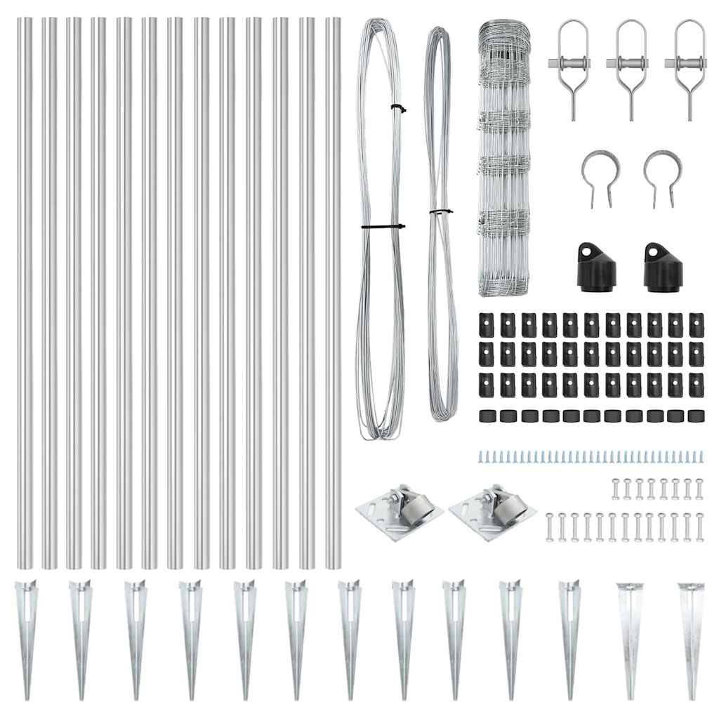 Wildzaun Silber 50 x 0,8 m Verzinkter Stahl